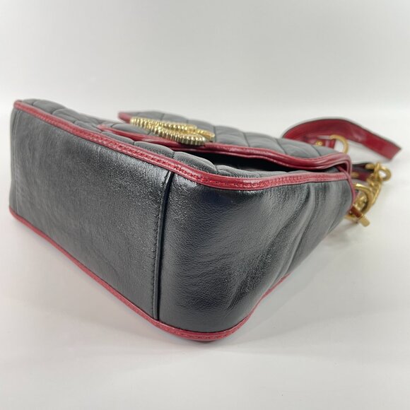 Gucci Black Red Calfskin Marmont Top Handle Crossbody Bag sku#85853(gently used) - Picture 6 of 15